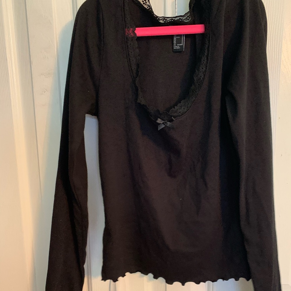 black top with lace and ruffle